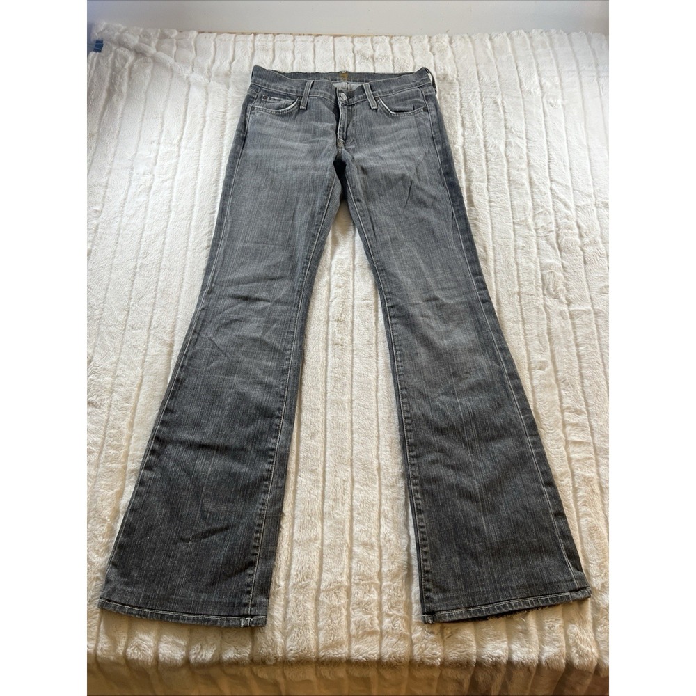 7 For All Mankind Jeans Women's Size 28 Gray Flare Leg Frayed Bottoms Distressed